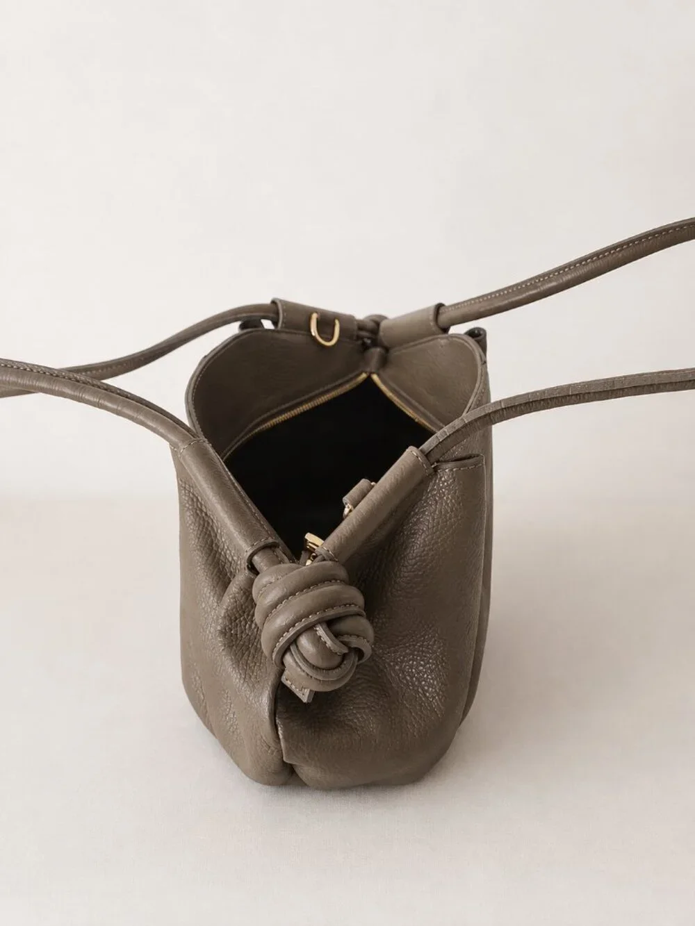 Taupe Italian Leather Shoulder & Crossbody Bag, Soft Gathered Leather Handbag